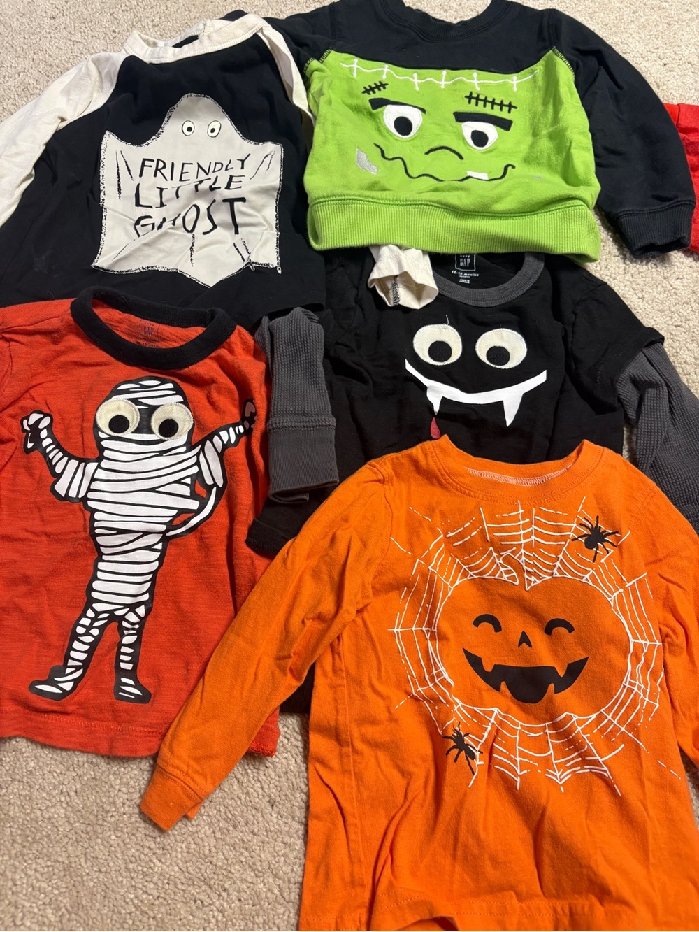 GAP Kids Halloween Long-Sleeve Tops - Orange, Black, Green, Red